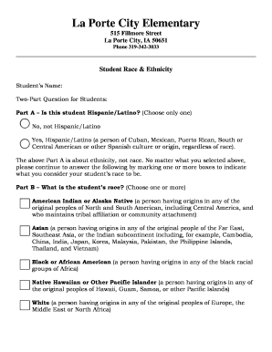 Student Race and Ethnicity Form