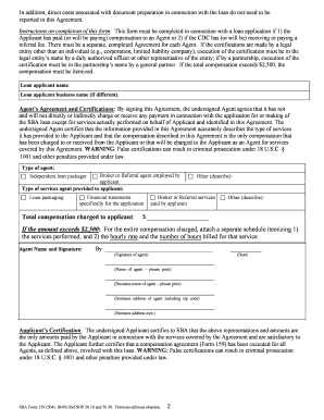 SBA Form 159 Fee Disclosure and Compensation Agreement