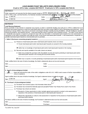 Lead-Based Paint Seller’s Disclosure Form