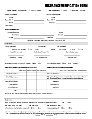 Insurance Verification Form