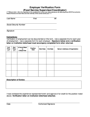 Employer Verification Form