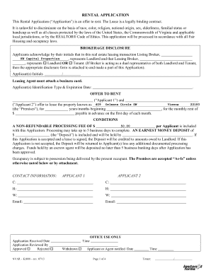 Virginia Rental Application Form