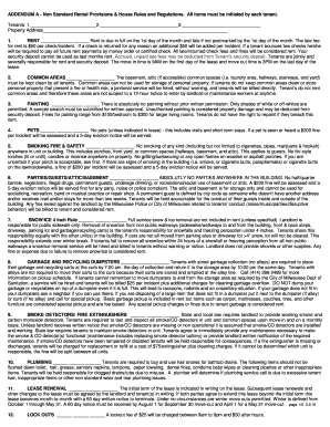 Addendum A - Non Standard Rental Provisions