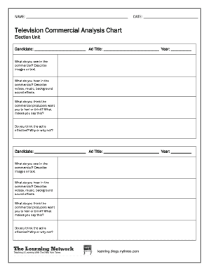 Television Commercial Analysis Chart