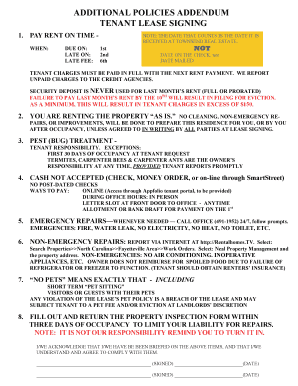 Tenant Lease Signing Addendum