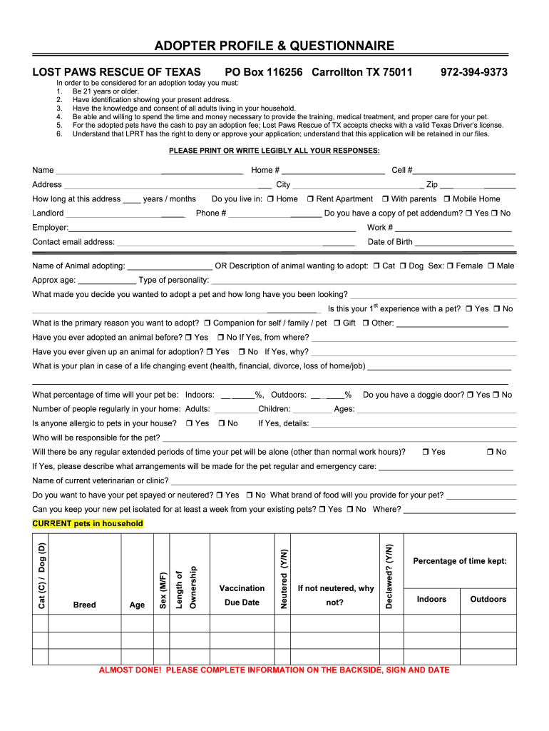 FORM-Application-20130607 - lostpawsrescueoftexas Preview on Page 1