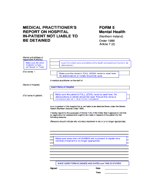 Medical Practitioner's Report Form 5