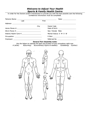 Patient Intake Form for Chiropractic Care