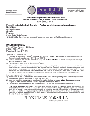 Youth-Boosting Powder Mail-in-Rebate Form