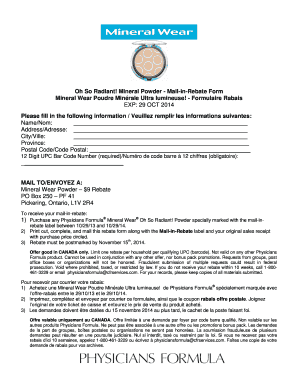 Oh So Radiant Mineral Powder Mail-in-Rebate Form