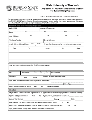 New York State Residency Application for Tuition