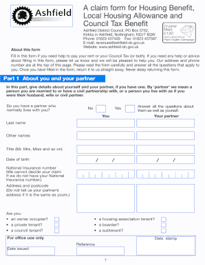 Housing Benefit Claim Form
