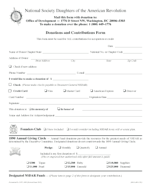 NSDAR Donations and Contributions Form