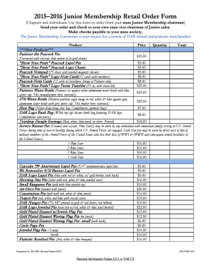 Junior Membership Retail Order Form