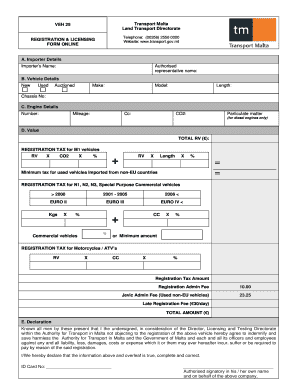 Malta Vehicle Registration Form