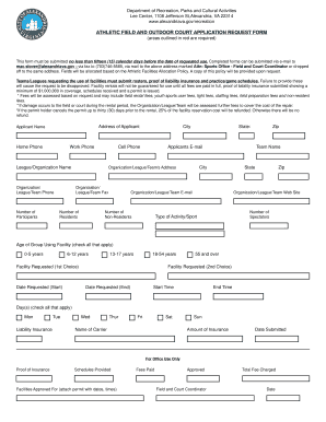 Athletic Field and Outdoor Court Application Request Form