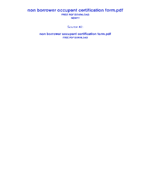 Non-Borrower Occupant Certification Form
