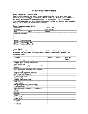 Health History Questionnaire