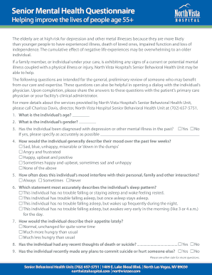 Senior Mental Health Questionnaire
