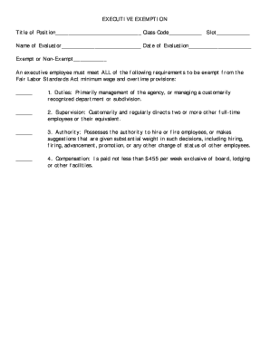 Executive Exemption Form