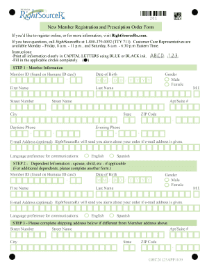 New Member Registration and Prescription Order Form
