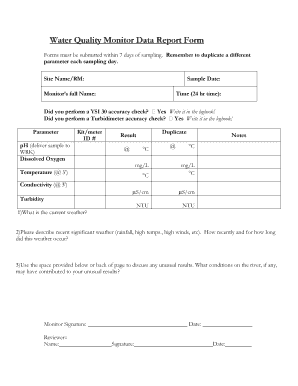 Visitor book format pdf - Water Quality Monitor Data Report Form - willamette-riverkeeper