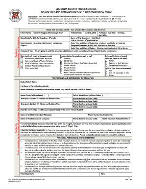 Loudoun County Public Schools Field Trip Permission Form