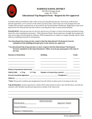 Educational Trip Request Form