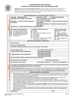 Loudoun County Public Schools Field Trip Permission Form