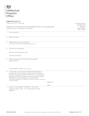 UK Patents Form 12