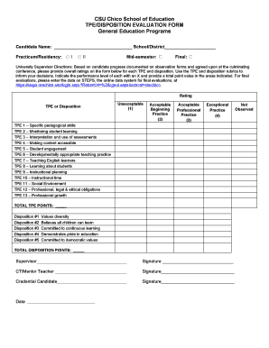 TPE Disposition Evaluation Form