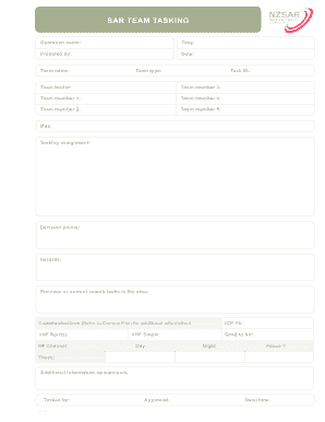 SAR Team Tasking Form