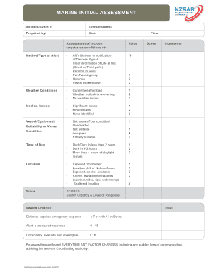 Marine Incident Initial Assessment Form