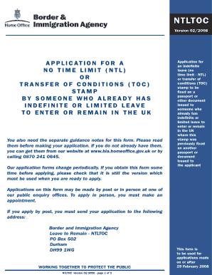 UK NTLTOC Application Form