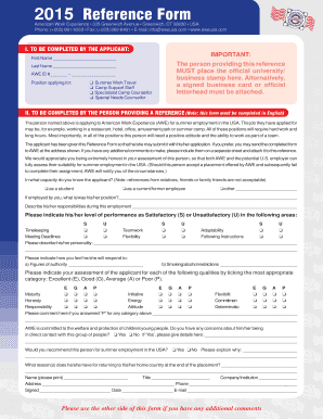 American Work Experience Reference Form