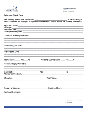 Reference Check Form