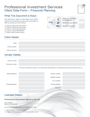 Client Data Form – Financial Planning