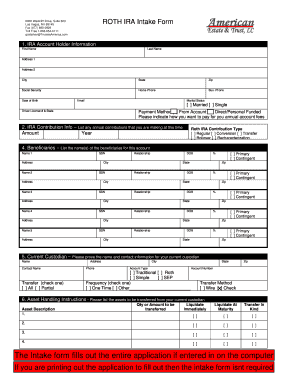 Roth IRA Intake Form