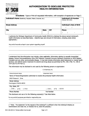 Michigan Health Information Disclosure Authorization