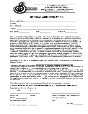 Medical Authorization Form