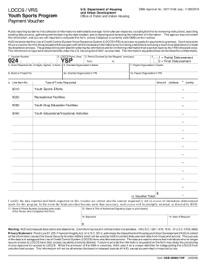 HUD Youth Sports Program Payment Voucher