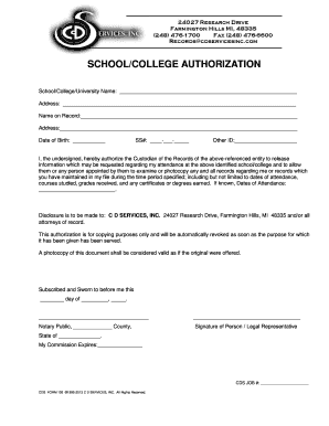School Authorization Form