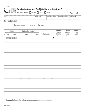 Oregon Moist Snuff Tax Schedule
