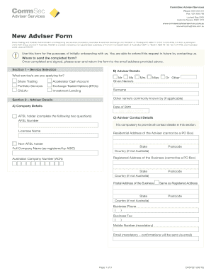 New Adviser Form
