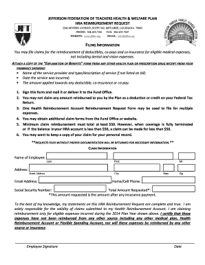Jefferson Federation of Teachers Health Reimbursement Request