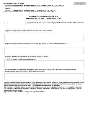 Health Information Authorization Form