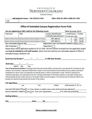 UNC Extended Campus Registration Form