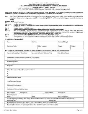 Ohio Power Wheelchair Medical Necessity Form