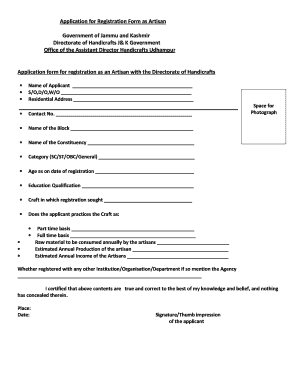 Application for Registration as Artisan