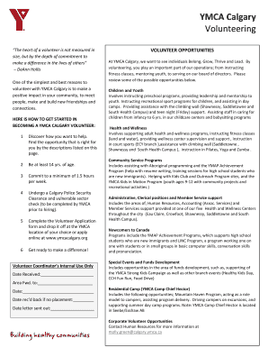 YMCA Calgary Volunteer Application